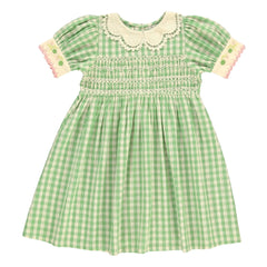 Bebe Organic - Tilia Karo-Smock-Kleid | Blassgrün