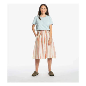 Matona - Striped Linen Midi Skirt | Off-White