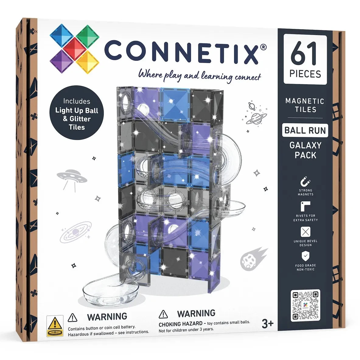 Connetix - Glitter Ball Run Galaxy Seti - 61 Parça