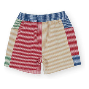 Goldie + Ace - Striped Patched Shorts | Red
