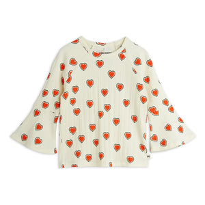 Mini Rodini - Organik Pamuklu Hearts Tişört | Ecru