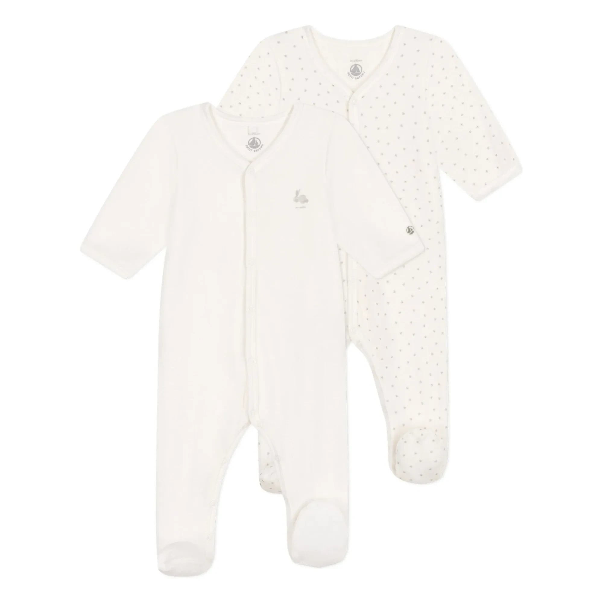 Petit Bateau - 2er-Pack Dors Bien Velours Schlafanzug-Set | Weiß
