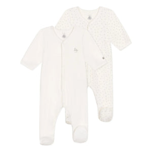 Petit Bateau - 2'li Dors Bien Velours Pijama Seti | Beyaz