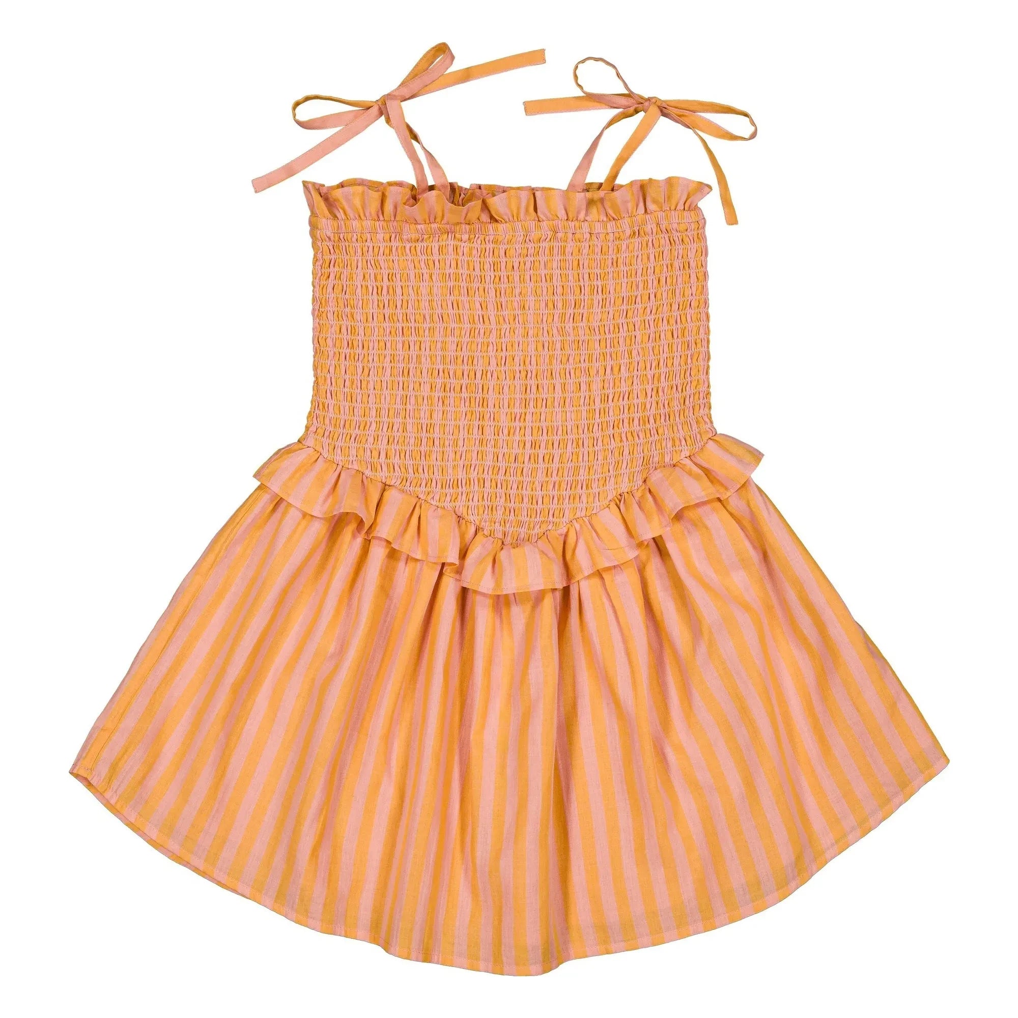 Louis Louise - Gestreiftes Eden Rüschenkleid | Orange