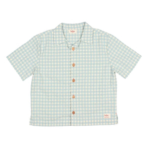 Búho - Aqua Gingham Seersucker Organic Cotton Shirt
