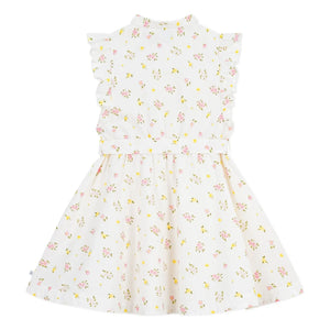 Petit Bateau - Sleeveless Floral Organic Cotton Dress | White