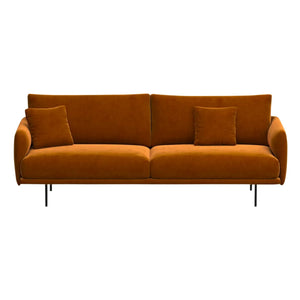 Panac Edition - Isly 3 Koltuklu Brushed Velvet Kanepe - 205 cm | Cognac