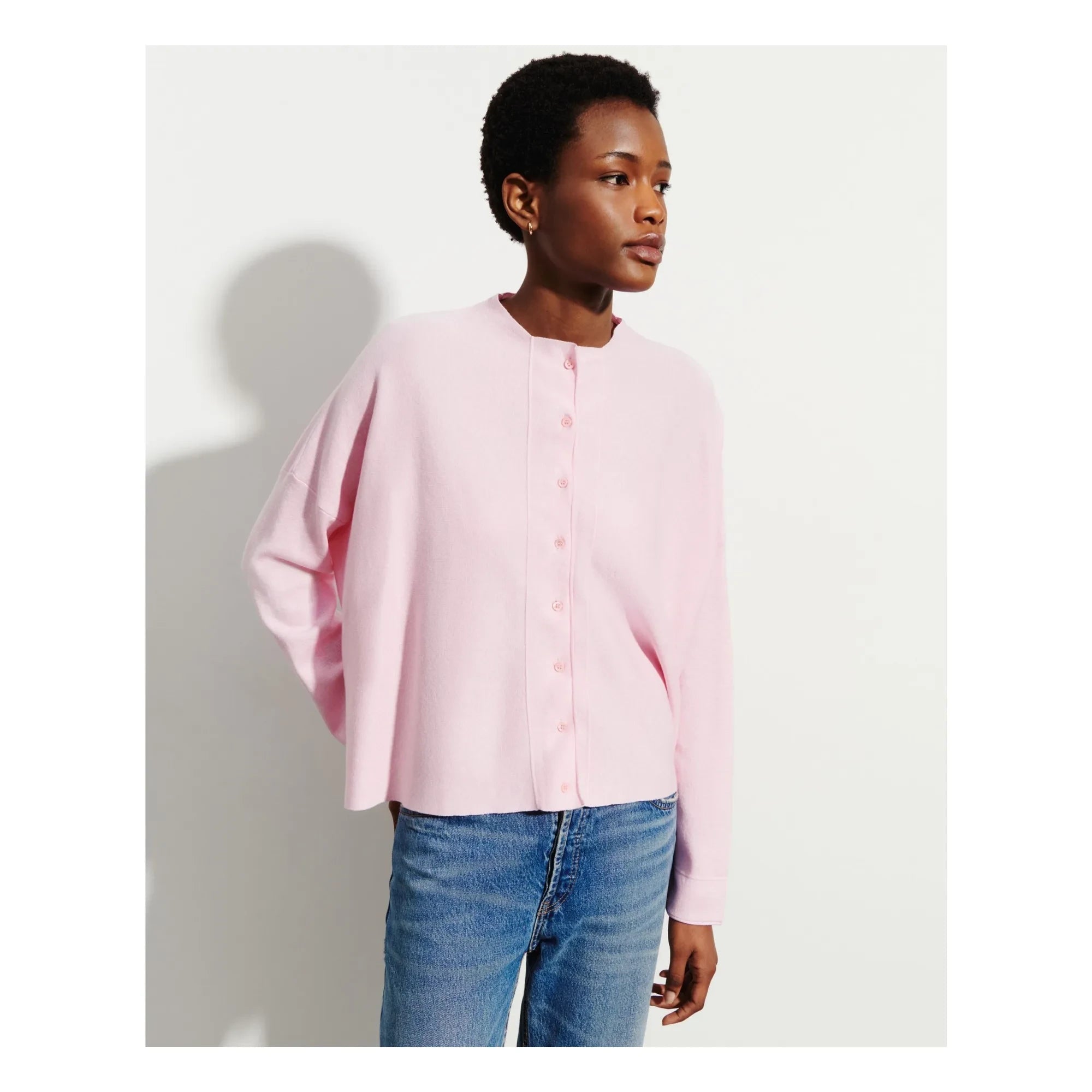 Bompard - Oversize Strickjacke aus Baumwolle und Kaschmir im minimalistischen Stil | Rosa