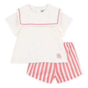 Petit Bateau - Keten Lacivert Yakalı Pijama Şortu | Coral