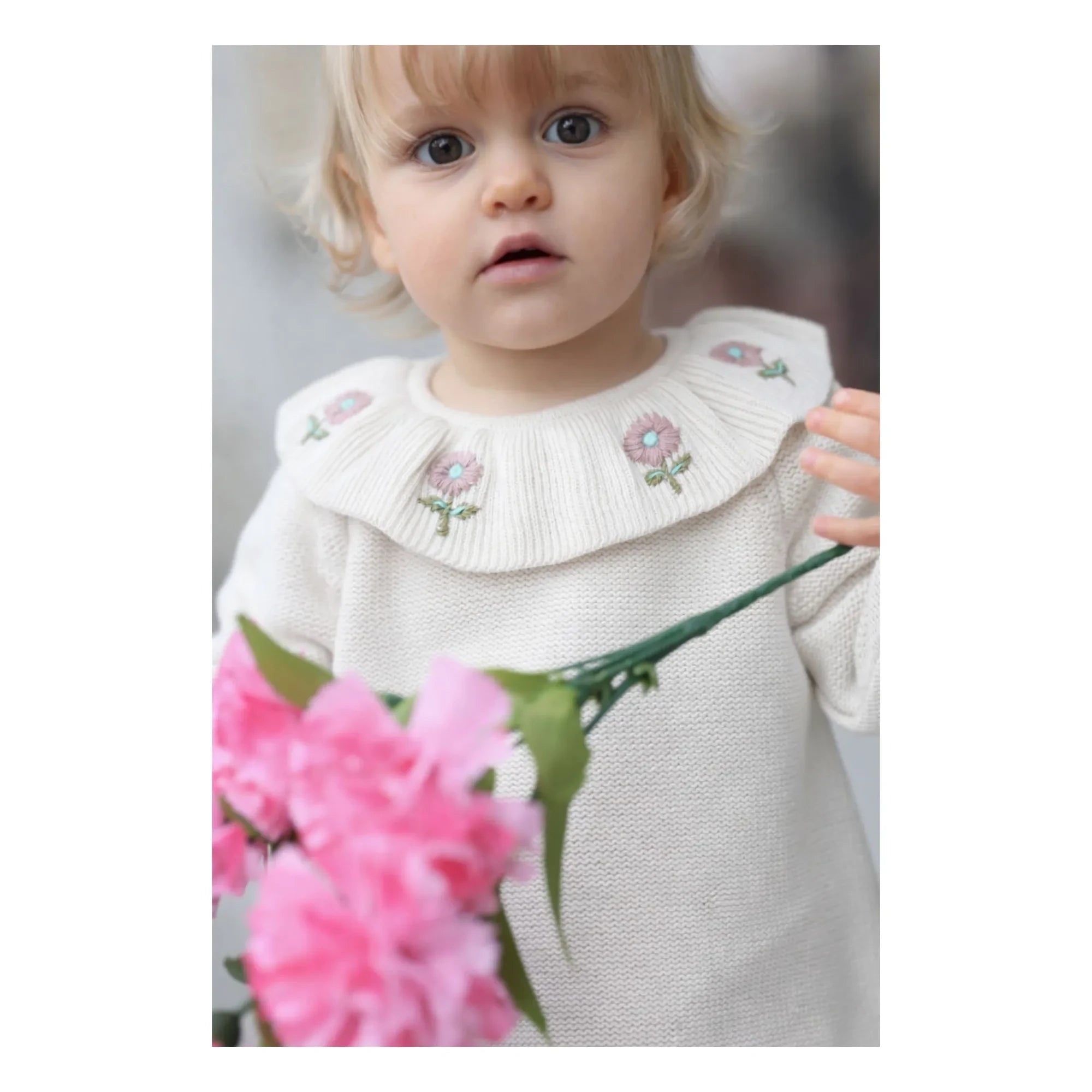 Lililotte - Diana Organic Cotton Embroidered Collared Sweater | Ecru