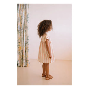 Studio Bohème - Gestreiftes Cousin Kleid aus Bio-Baumwollgaze | Rosa
