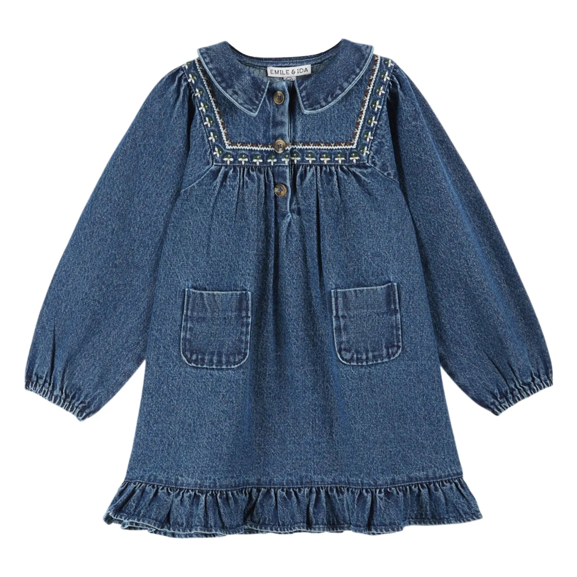Emile et Ida - Besticktes Jeanskleid | Blau