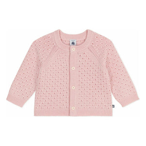 Petit Bateau - Verblasste rosa Wollstrickjacke