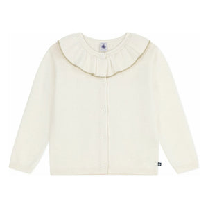 Petit Bateau - Glitzernder Wollkragen-Weste | Ecru