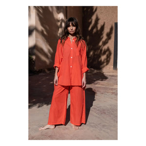 Maison Saint Julien - Port Miou Voile-Baumwollkleid | Koralle