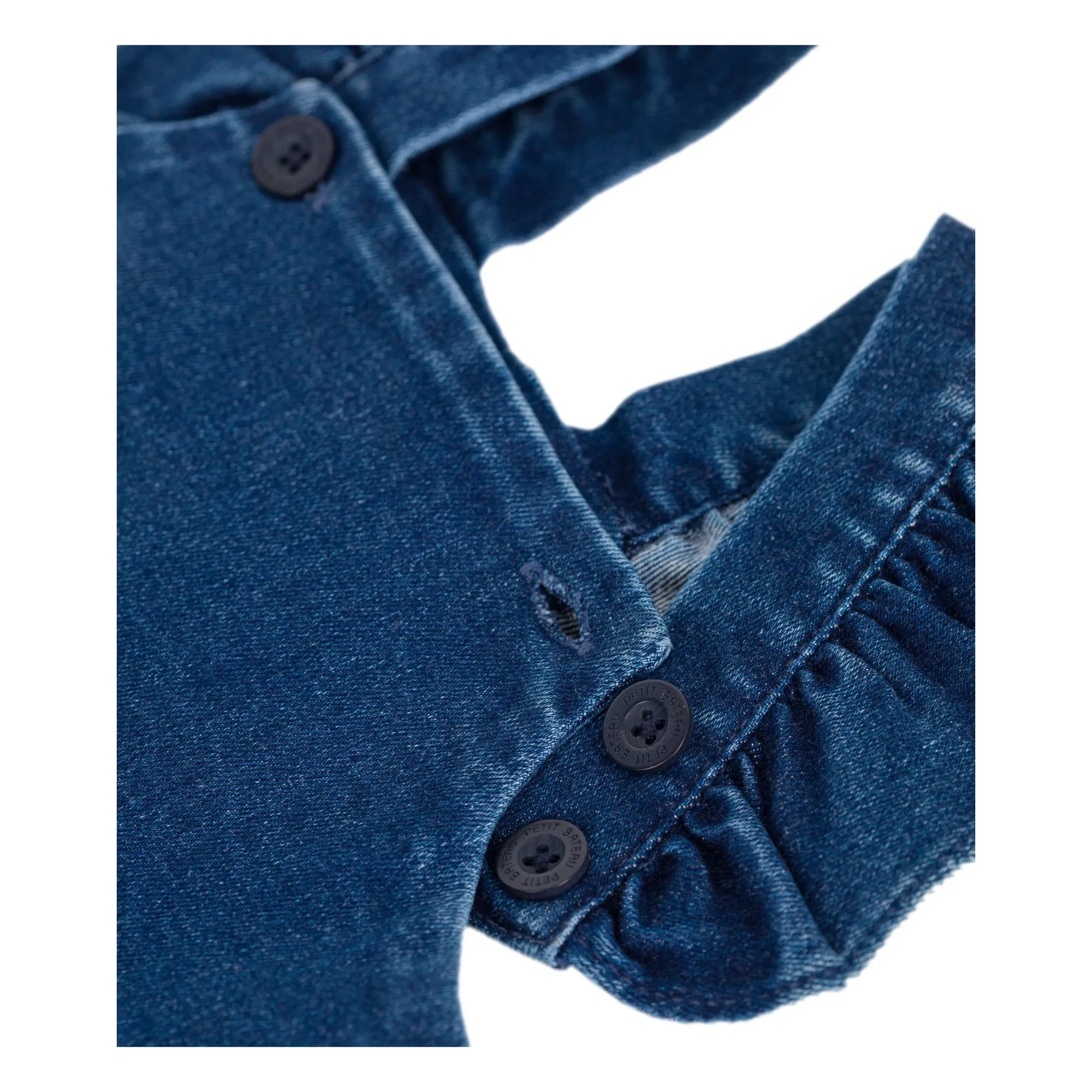 Petit Bateau - Denim Latzhose mit Rüschen | Denim Blau