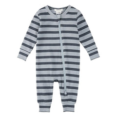 Petit Lem - Çizgili Fitilli Organik Pamuklu Pijama | Mavi