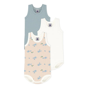 Petit Bateau - 3-Pack Organic Cotton Fish Patterned Bodysuit Set | White