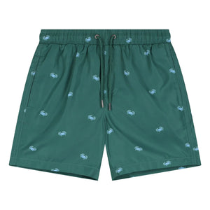 Beachlife – Badeshorts mit Krabben-Print | Chromgrün