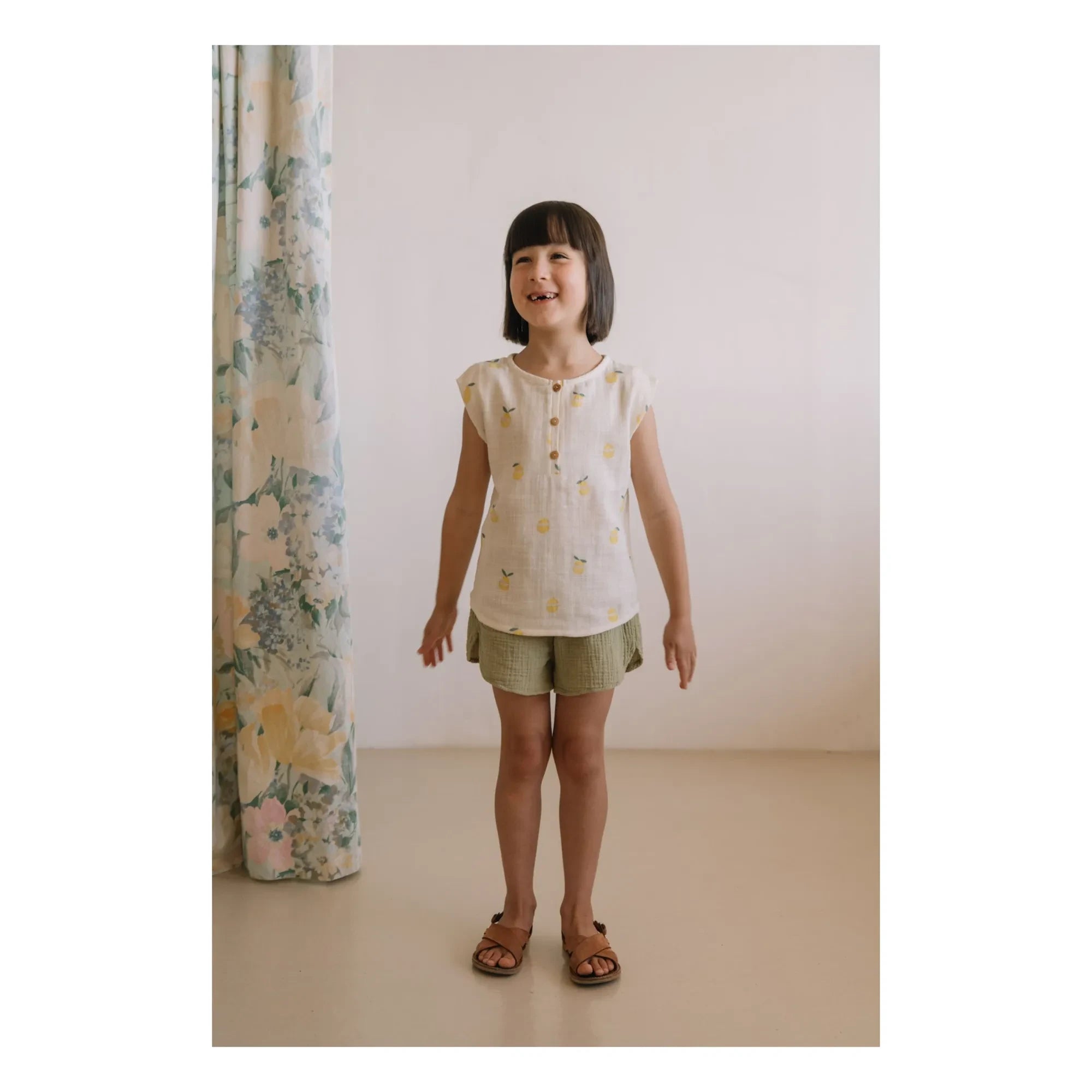 Studio Bohème - Georgette Waffel-Shorts aus Bio-Baumwollgaze | Hell Khaki