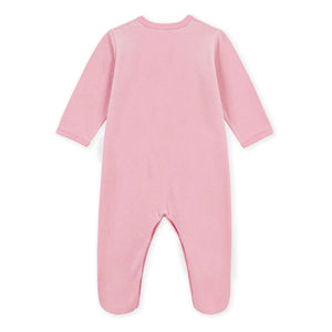 Petit Bateau - Uyku İyi Geceler Pijama Kadife Kalp Organik Pamuk | Pembe