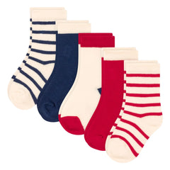 Petit Bateau - 5 Çift Çizgili Çorap | Kırmızı