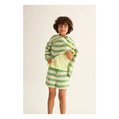 Cozmo - Orion Gestreifte Polar-Shorts | Meadow Green