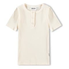 Molo - Rosey Ribbed Buttoned T-Shirt | Ivory