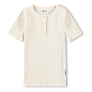 Molo - Rosey Ribbed Buttoned T-Shirt | Ivory