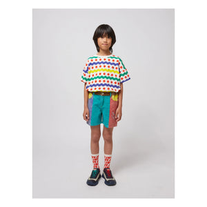 Bobo Choses - Color Block Organic Cotton Denim Shorts | Turquoise
