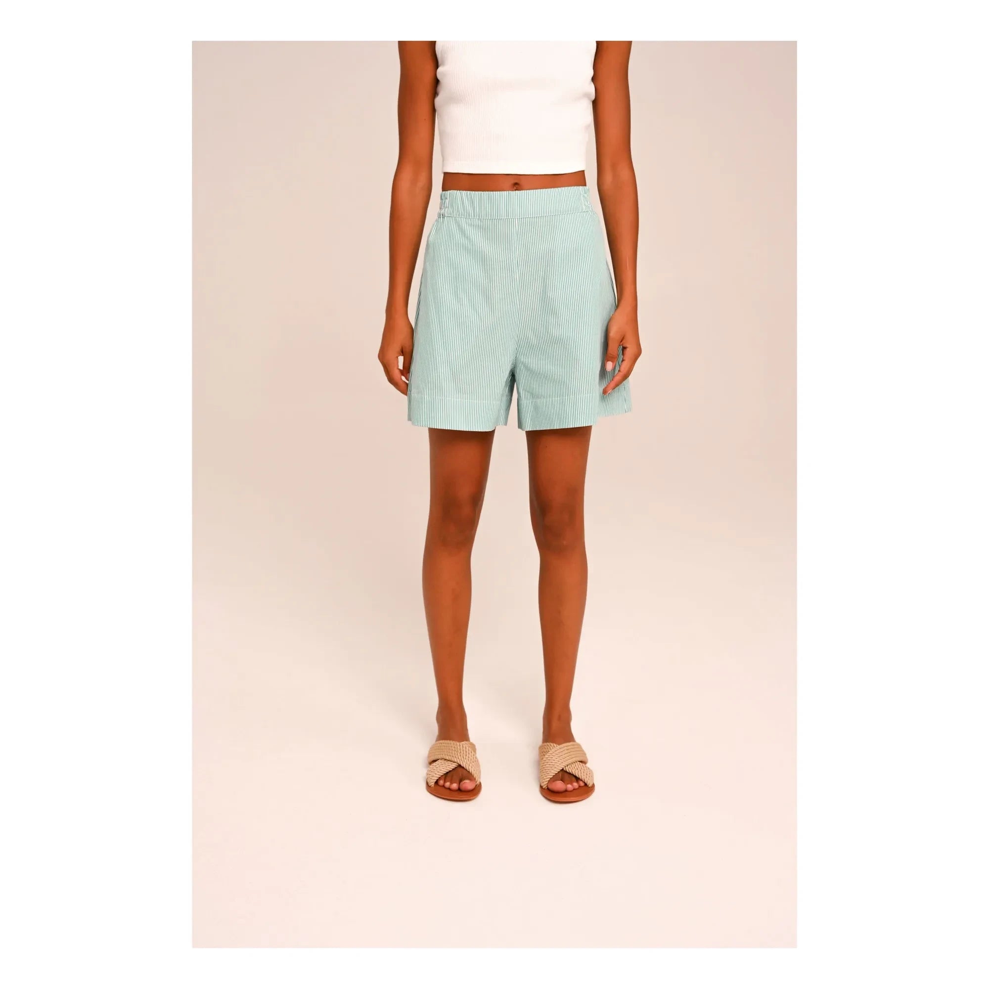 Sacrécoeur - Lilo Poplin Embroidered Shorts | Aqua Green