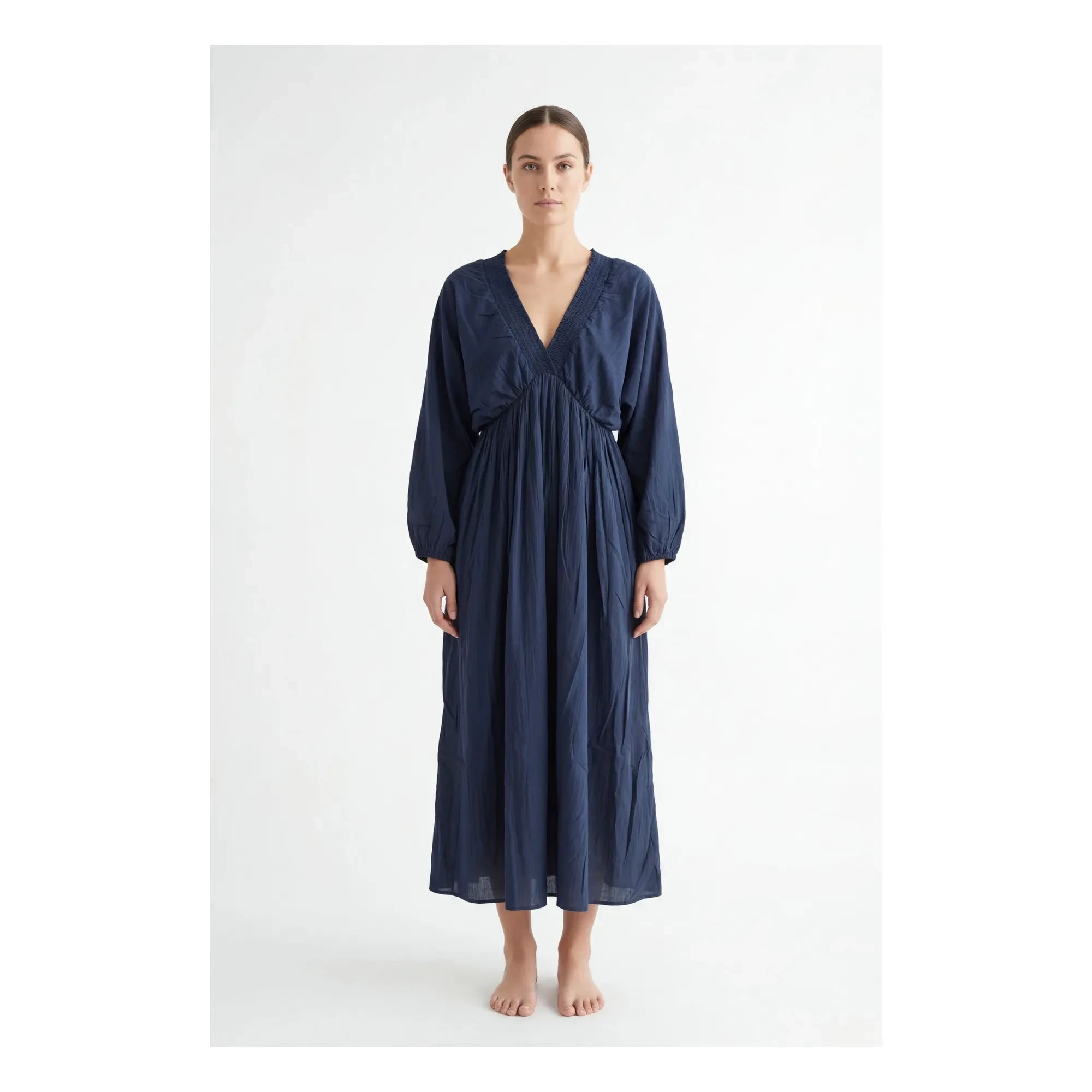 BELLEPIECE - Matteo Baumwollgaze-Kleid | Marineblau