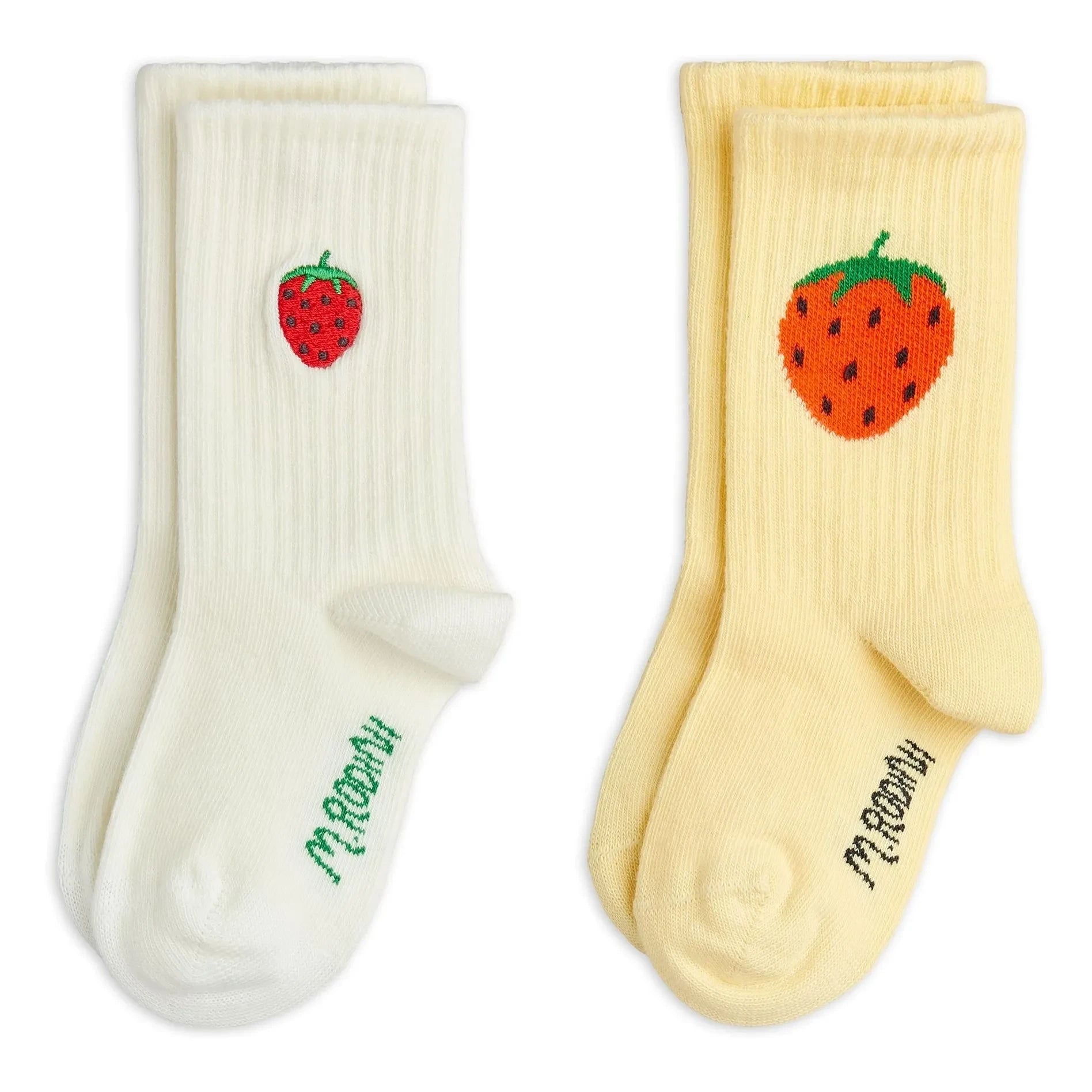 Mini Rodini - 2er-Pack Bio-Baumwoll-Socken mit Erdbeermuster | Gelb