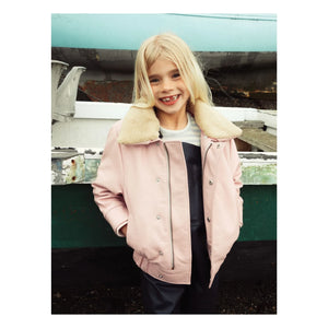 Fille Garçon - Hold Ya Horses Leder Sherpa Kragenjacke | Puderrosa