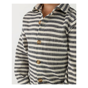 Donsje - Leom Striped Organic Cotton Shirt | Navy Blue