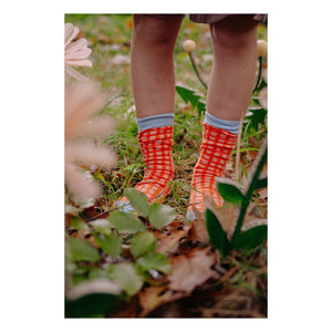 Sticky Lemon - Lemon checked socks | Peach