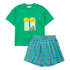 Bobo Choses - Salt and Pepper Organic Cotton T-Shirt and Shorts Set | Green
