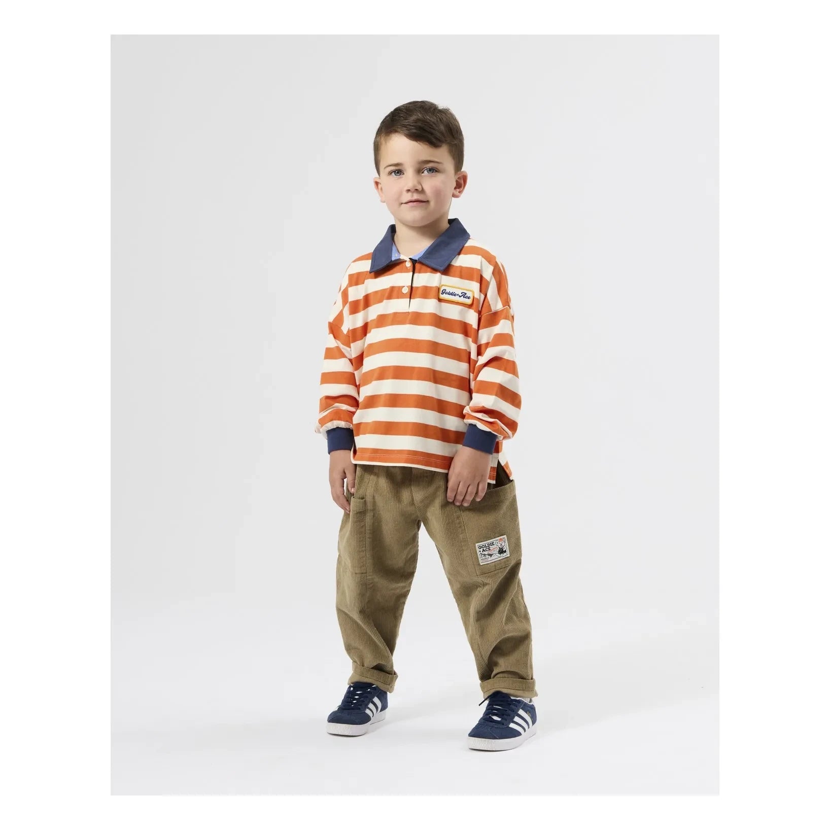 Goldie + Ace - Striped Rugby Polo Shirt | Orange