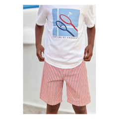 Tartine et Chocolat - Gestreifte Bermuda-Shorts | Rot