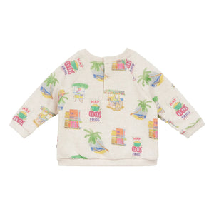 Arsène et Les Pipelettes - Organic Cotton Baby Palm Sweatshirt | Heather Beige