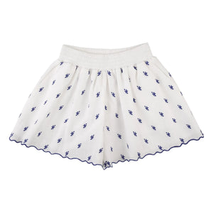 THE LiTTLE POETS - Shorts mit Deolinda-Blumenstickerei | Weiß