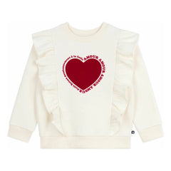 Petit Bateau - Heart Ruffled Sweatshirt | Ecru