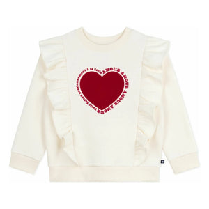 Petit Bateau - Heart Ruffled Sweatshirt | Ecru