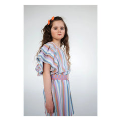 Repose AMS – Gestreiftes Tencel-Rüschenkleid | Weiß
