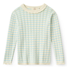 Copenhagen Colors - Pointelle Striped Organic Cotton Mesh T-Shirt | Light Blue