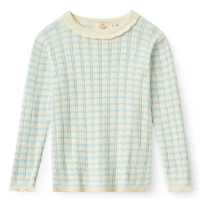 Copenhagen Colors - Pointelle Striped Organic Cotton Mesh T-Shirt | Light Blue