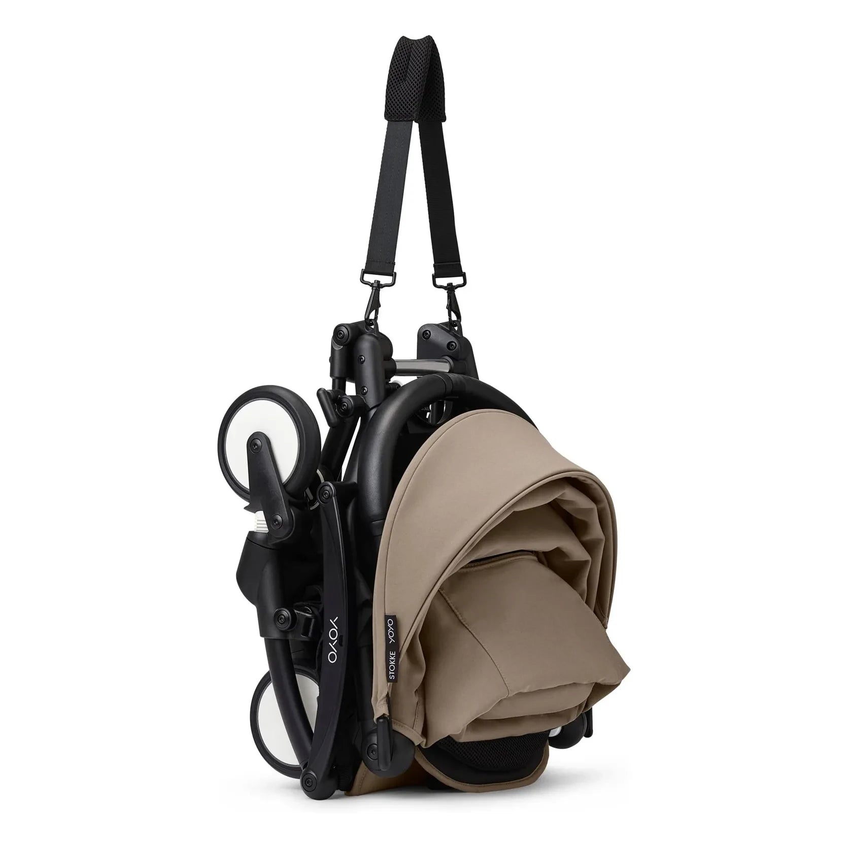 Stokke® - YOYO³ 0+ Neugeborenen-Kinderwagen Schwarzgestell | Taupebraun