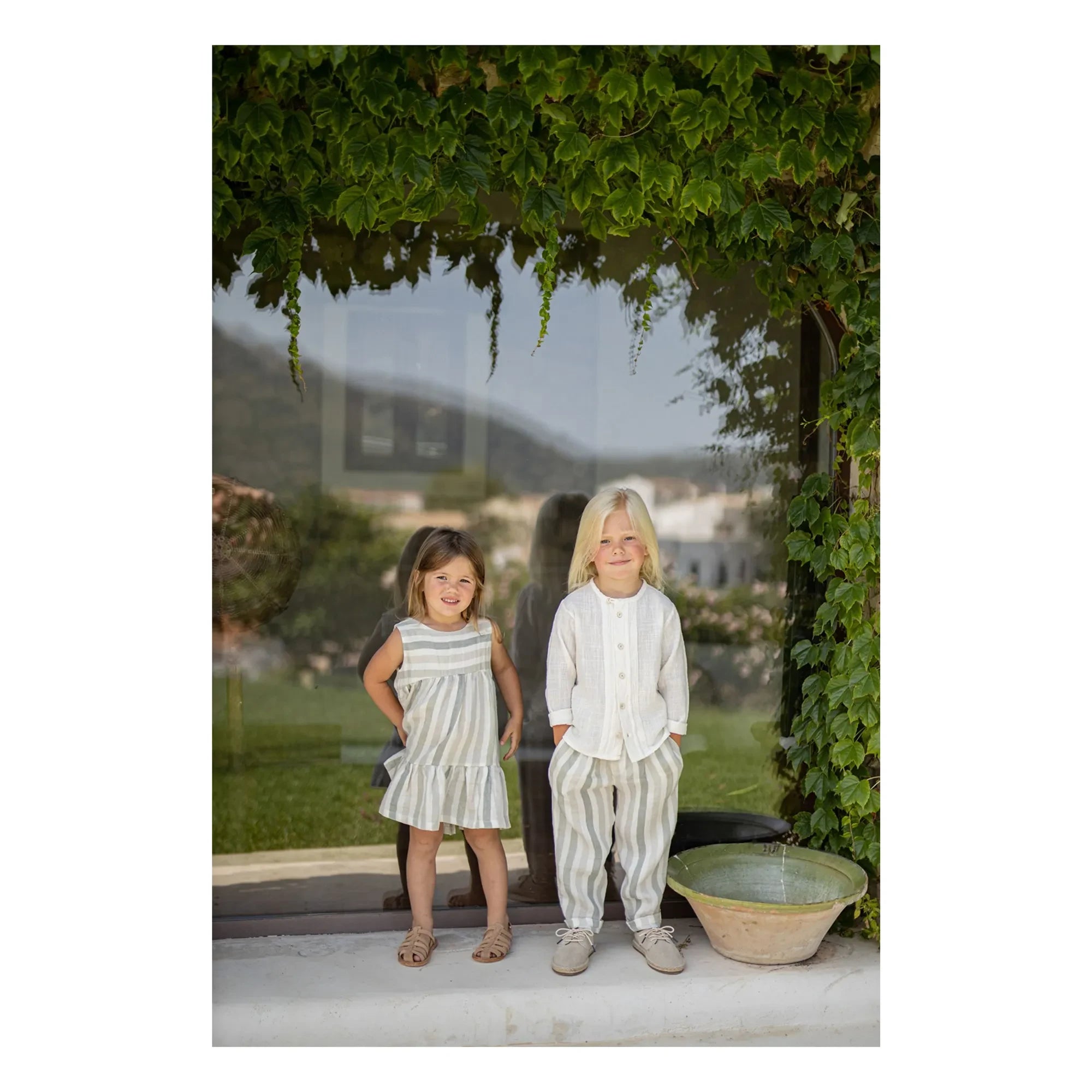 1+ in the family - Regencos Gestreifte Leinenhose | Ecru