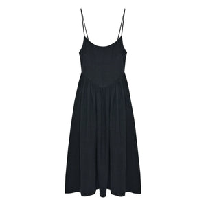 the new society - Lippia Baumwoll- und Leinenkleid | Schwarz