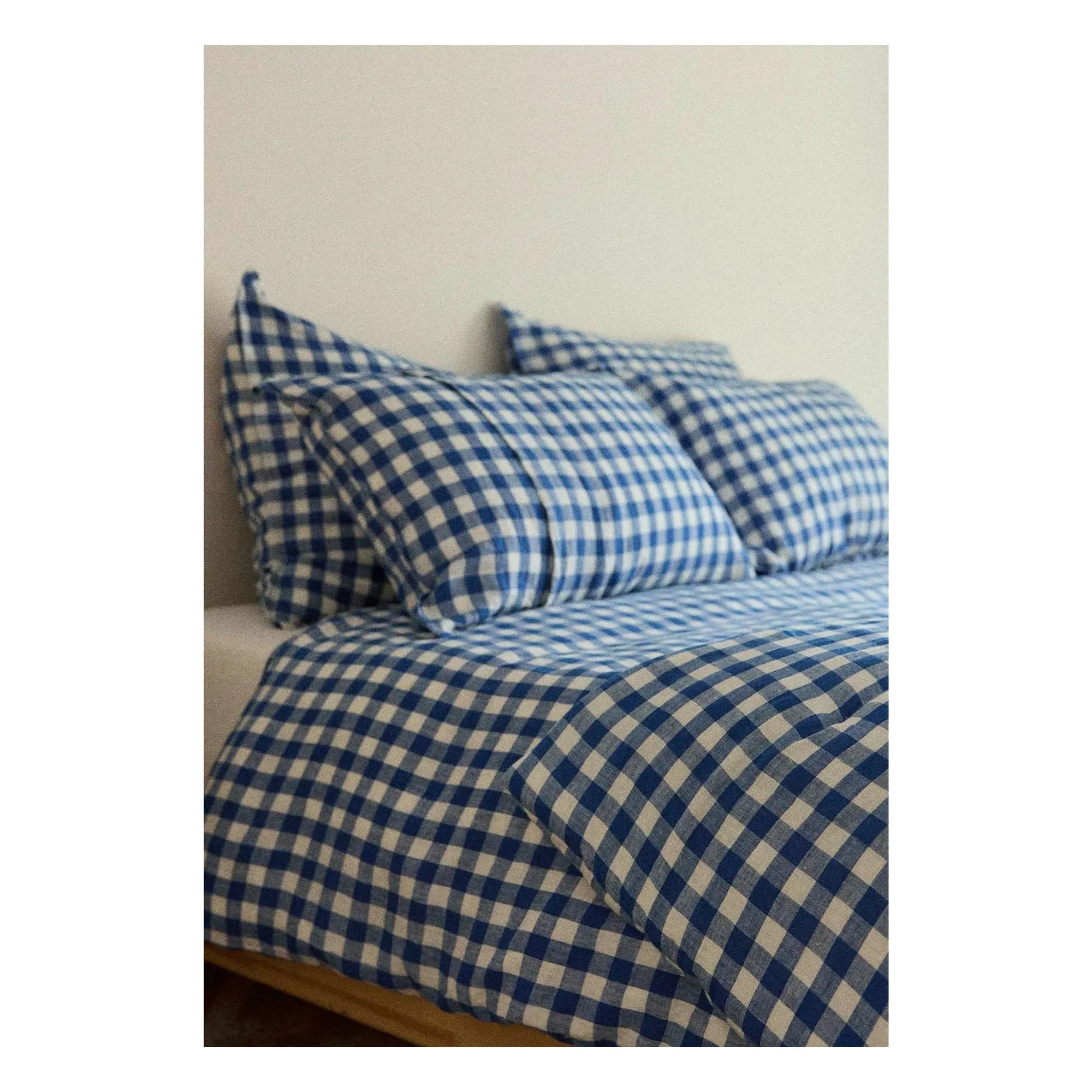 Gabrielle Paris - Vichy Gewaschener Leinen-Steppdeckenbezug | Blau